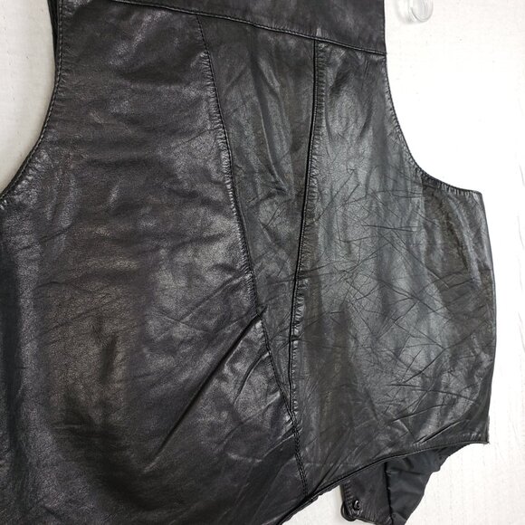 Vintage Anthony Michael Geanuine Leather Vest Black Button Front size M Unisex - Picture 9 of 14
